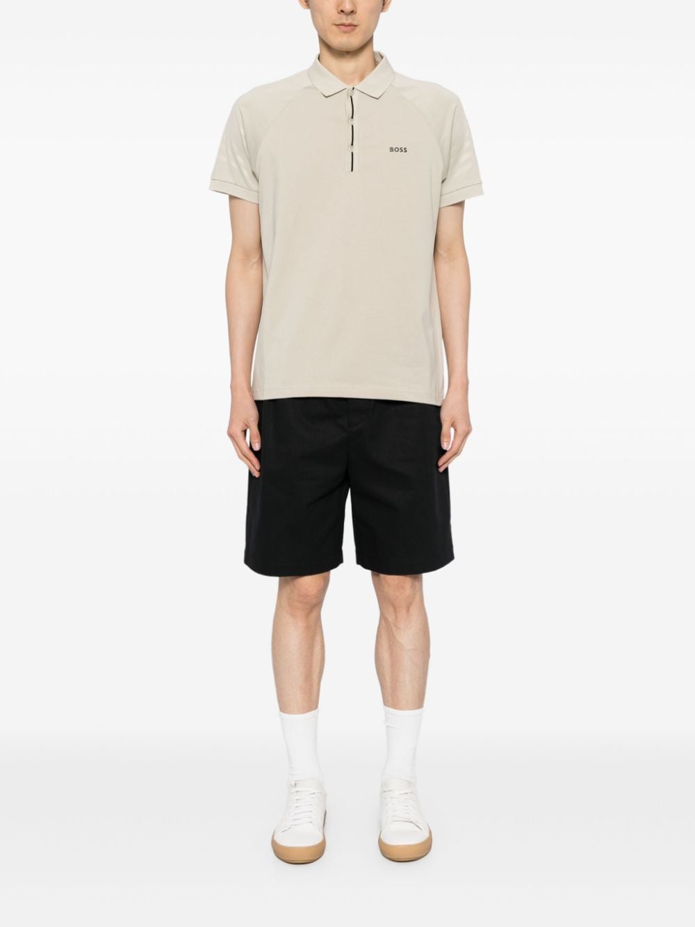 BOSS x Matteo Berrettini poloshirt met wafel effect - Beige