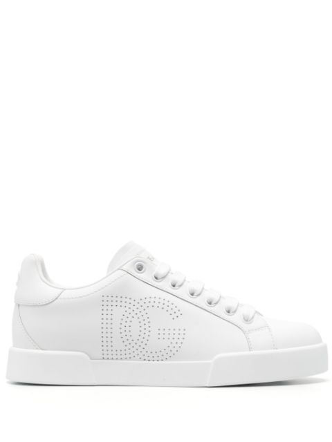 Dolce & Gabbana Portofino perforated-logo leather sneakers Women