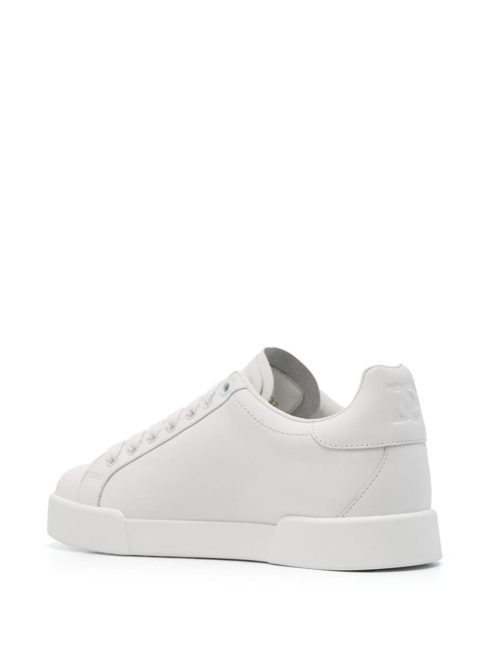 Dolce & Gabbana Portofino leren sneakers met geperforeerd logo Wit