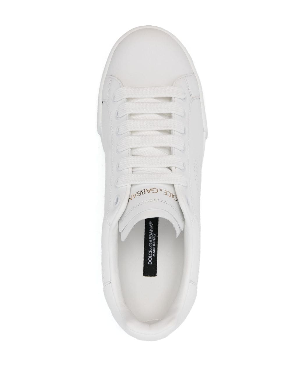 Dolce & Gabbana Portofino leren sneakers met geperforeerd logo Wit