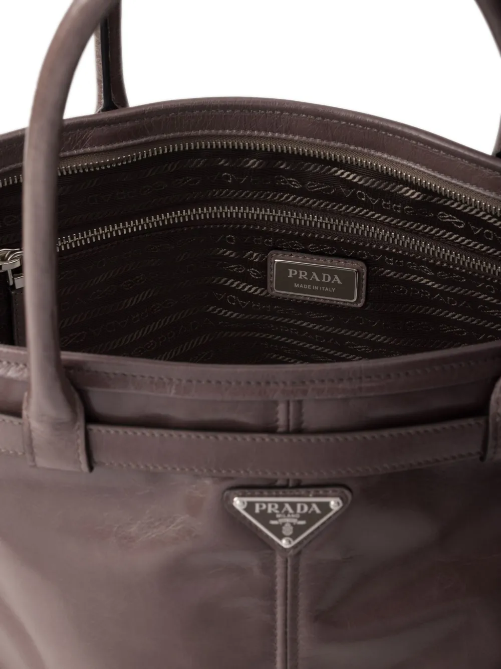 Prada Leren shopper Bruin