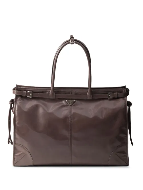 Sac cabas en cuir à logo triangle - Prada - Modalova