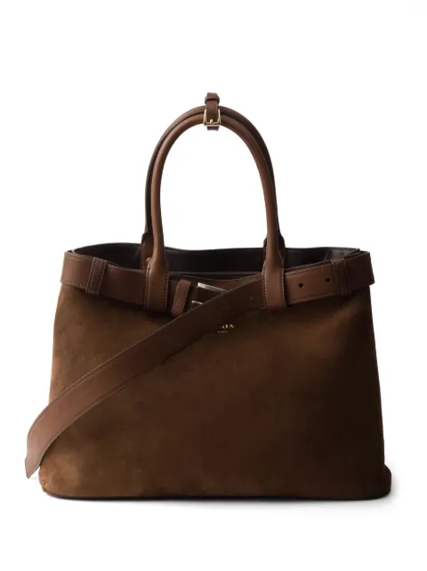 Prada buckled suede tote bag