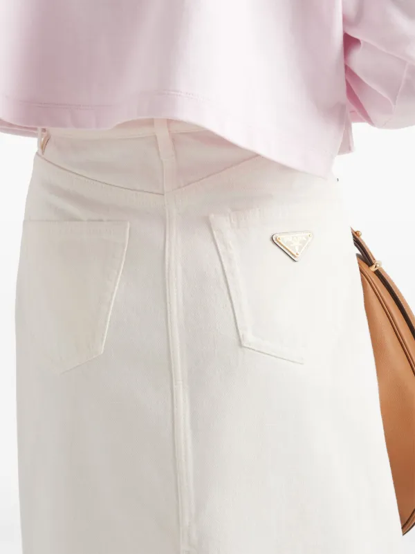 Prada フレア デニムスカート | ホワイト | FARFETCH JP