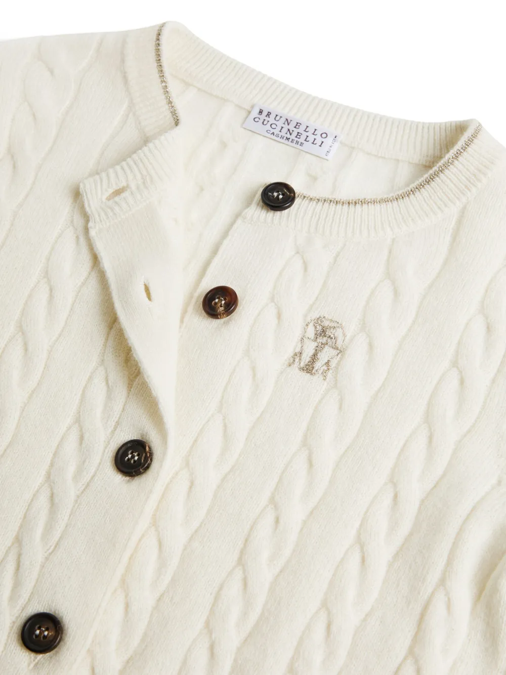 Brunello Cucinelli Kids Kabelgebreid vest Wit