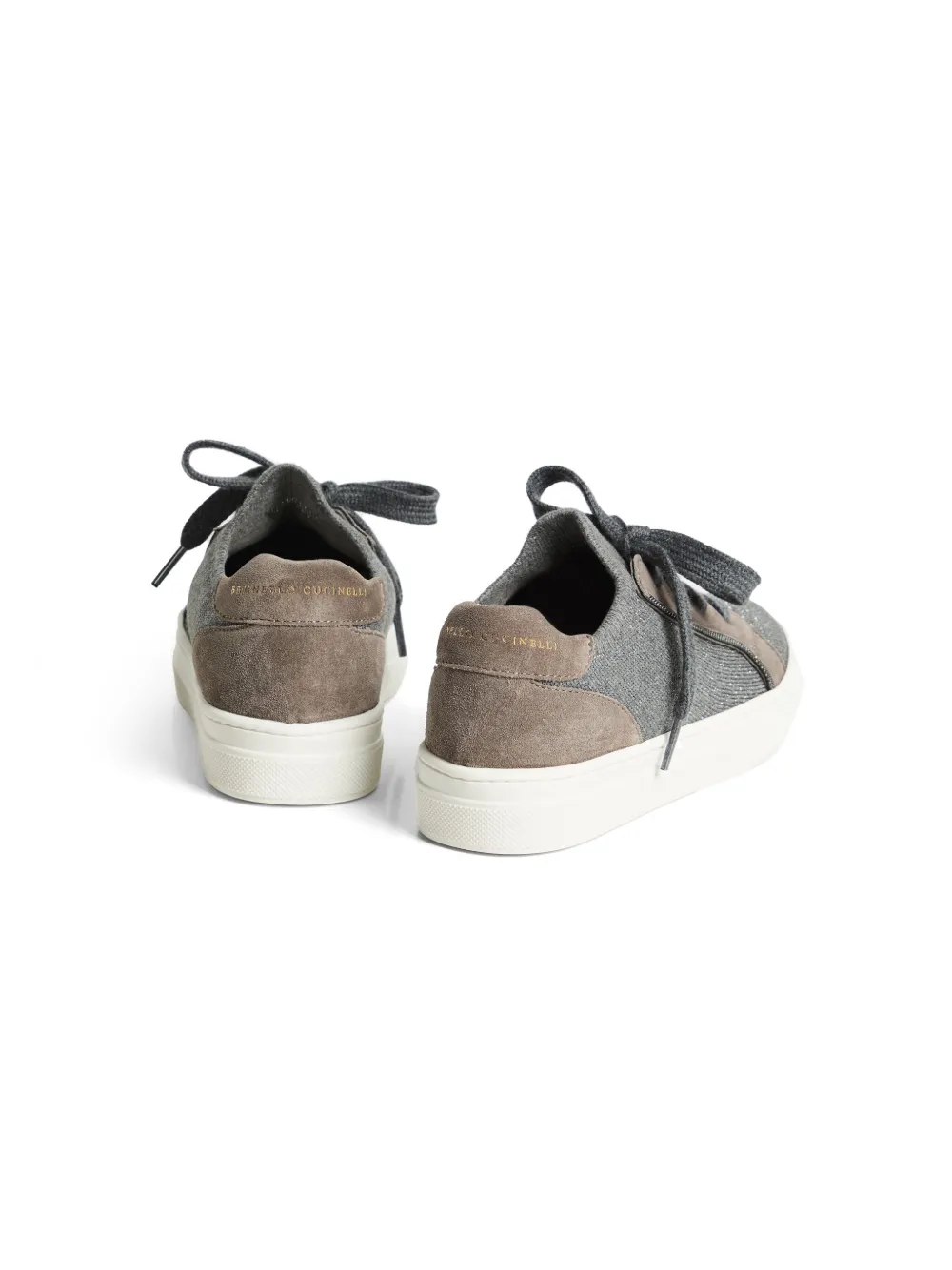 Brunello Cucinelli Kids Gebreide sneakers met monili-detail Grijs