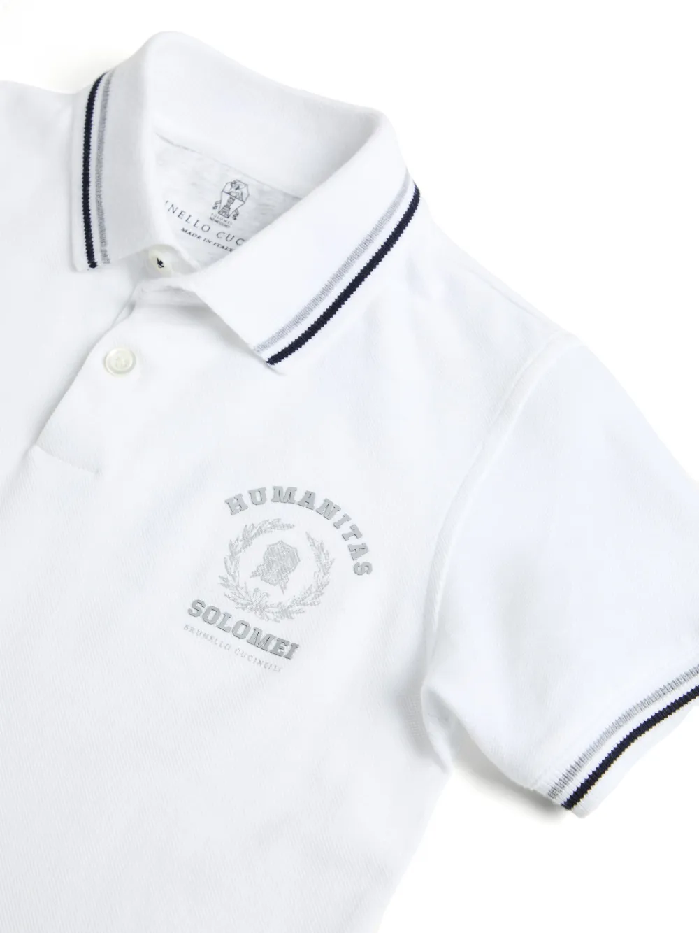 Brunello Cucinelli Kids Piqué poloshirt met print Wit