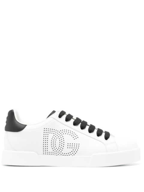 Dolce & Gabbana Portofino perforated-logo leather sneakers Women