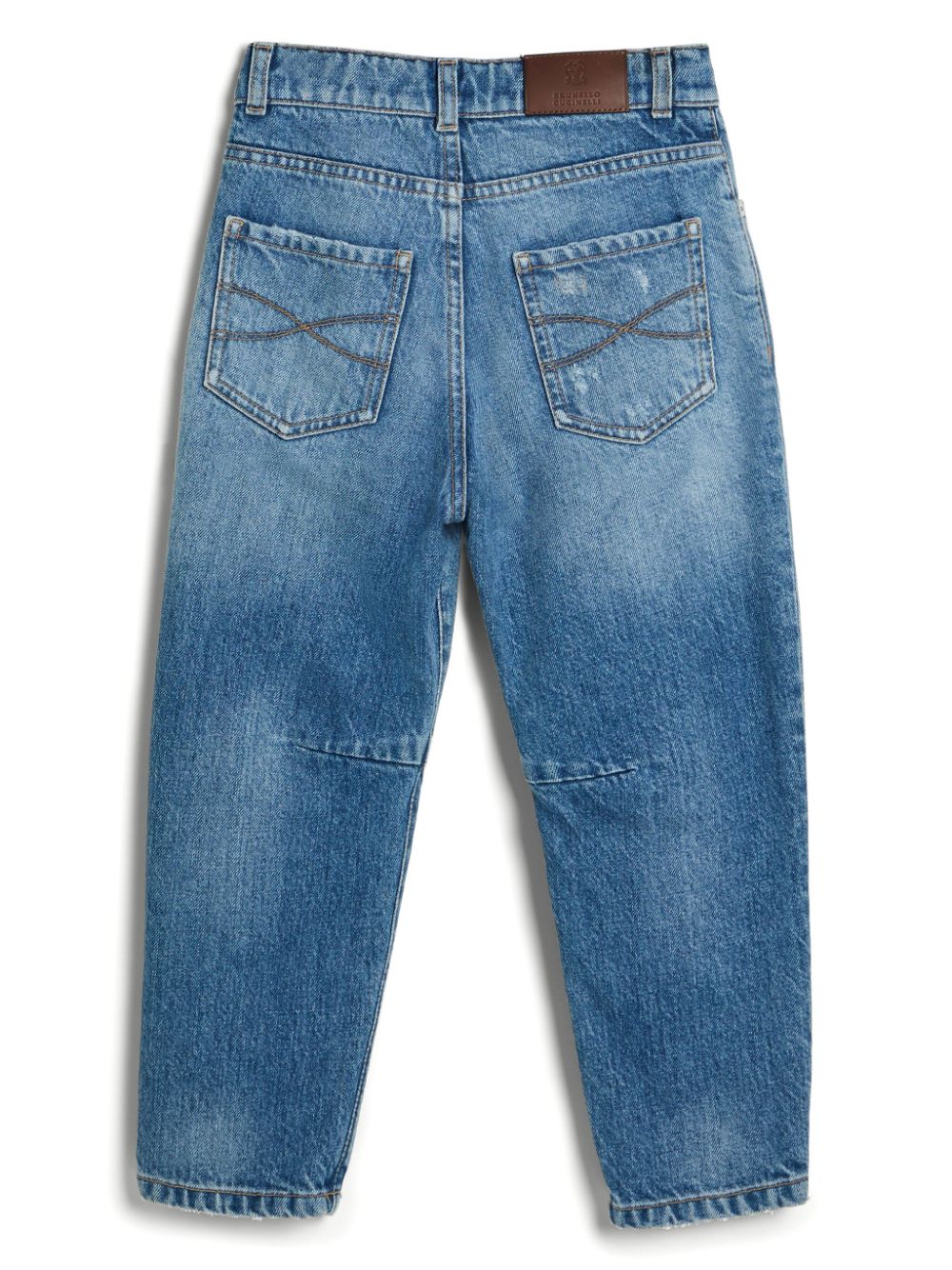 Brunello Cucinelli Kids ripped straight-leg jeans - Blauw