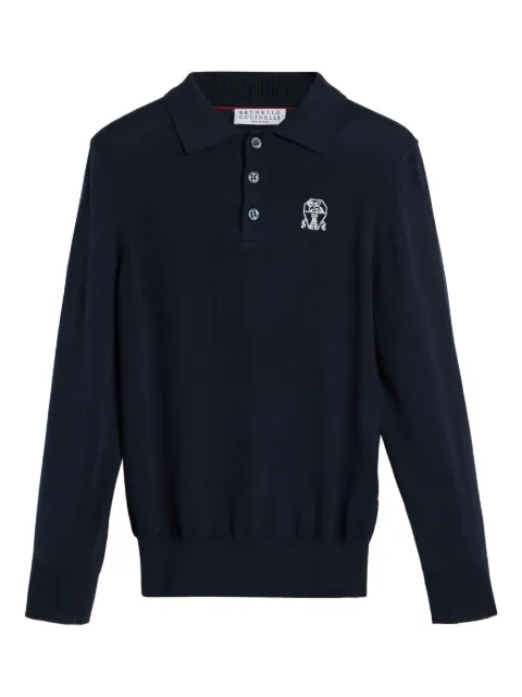 Brunello Cucinelli Kids embroidered cotton polo shirt