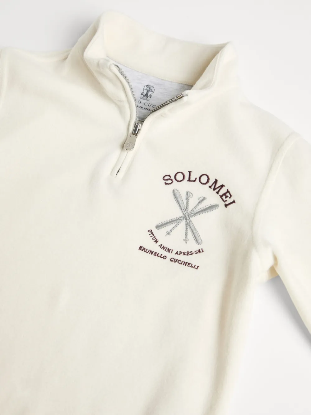 Brunello Cucinelli Kids Sweater met halve rits Wit