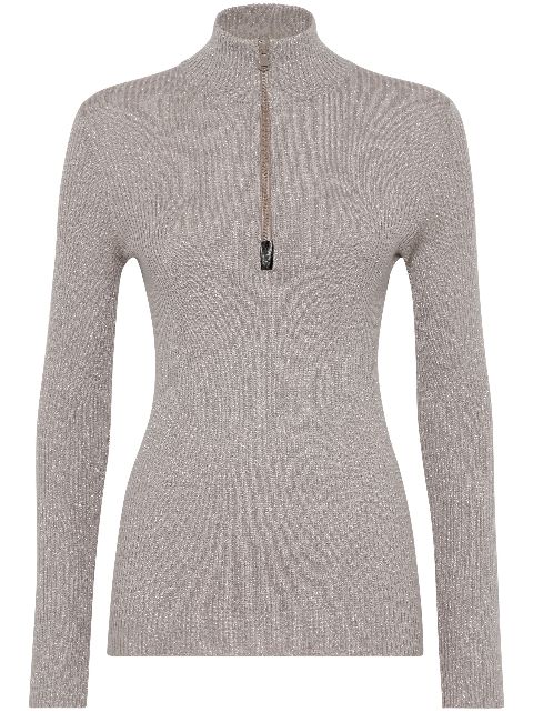 Brunello Cucinelli high neck ribbed knit T-shirt Women