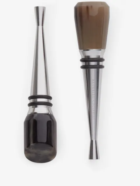 Brunello Cucinelli 2-piece buffalo horn and steel stopper set