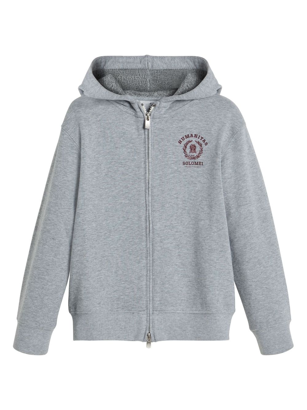 Brunello Cucinelli Kids embroidered zipped hoodie - Grey