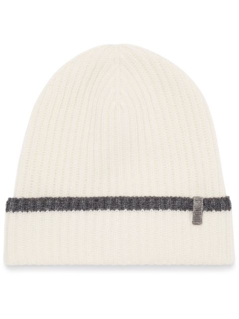 Brunello Cucinelli contrast cashmere beanie Women