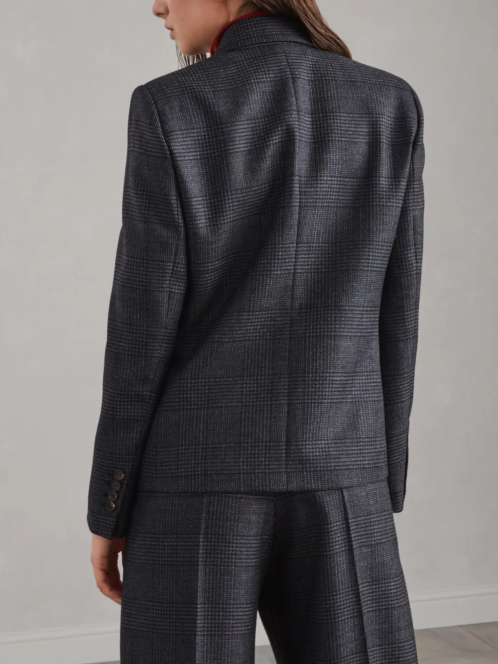 Shop Brunello Cucinelli Check-pattern Blazer In Grey