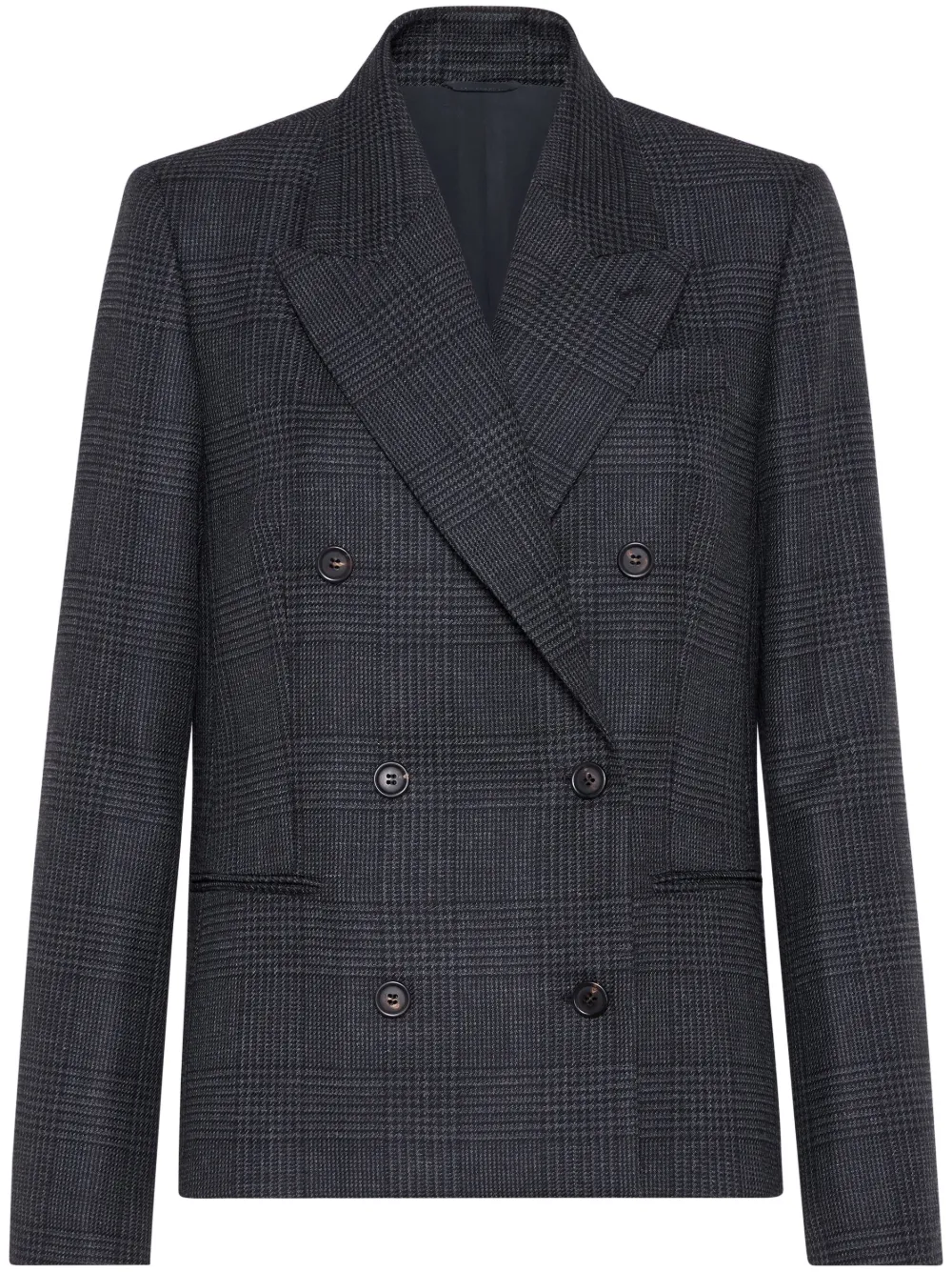 Shop Brunello Cucinelli Check-pattern Blazer In Grey