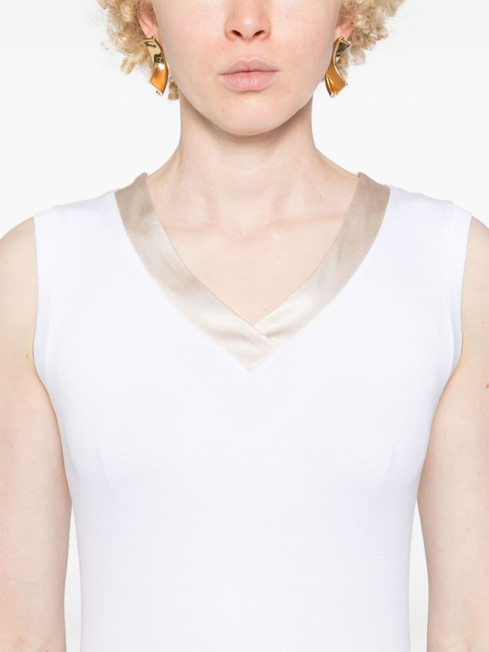 Shop Peserico Ribbed-knit Cotton Tank Top In White