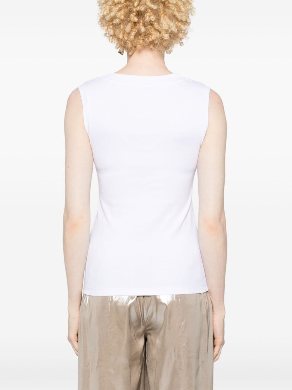 Shop Peserico Ribbed-knit Cotton Tank Top In White