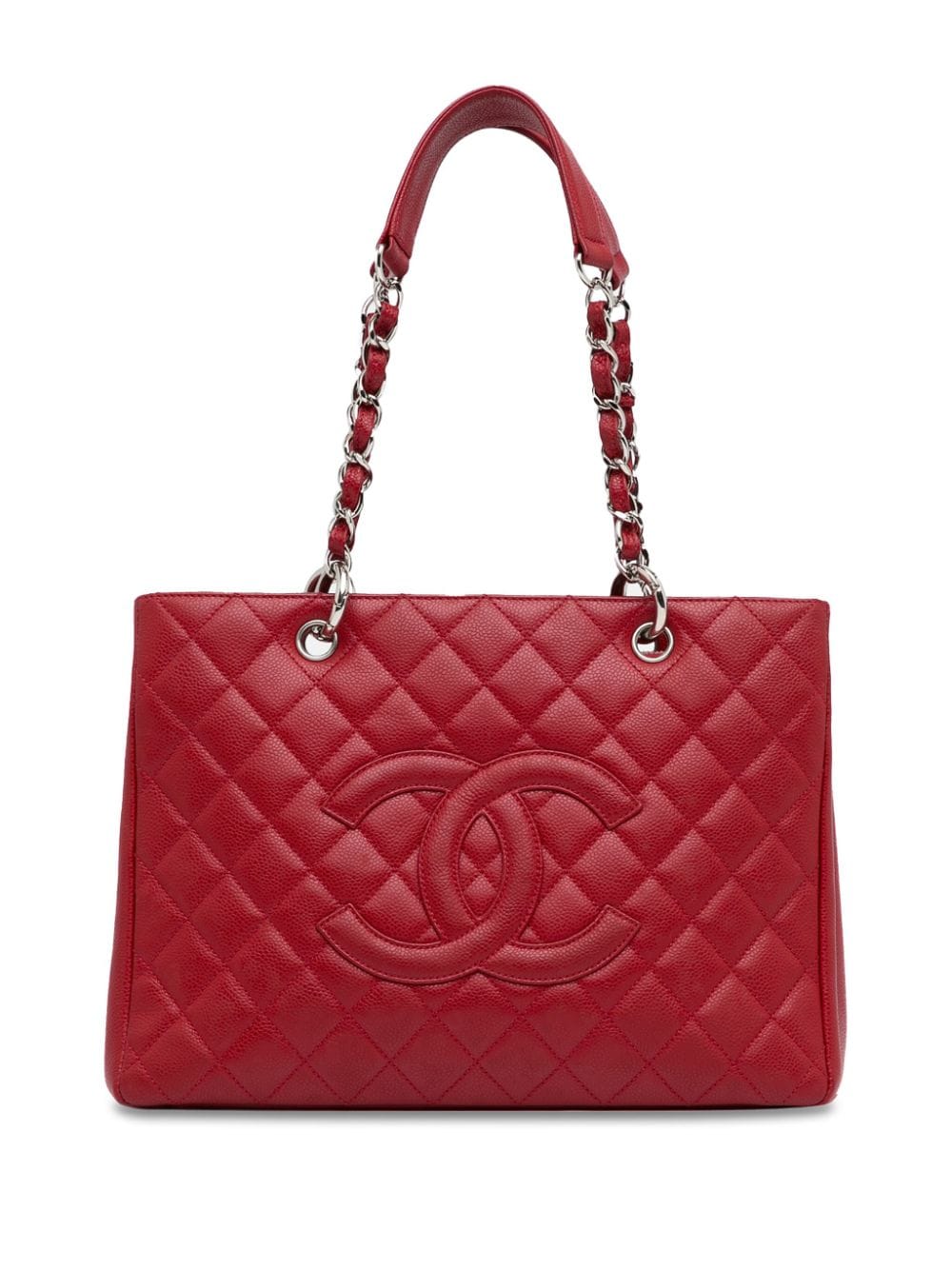 Pre-owned Chanel 2009-2010 Caviar Grand Shopping Tote Bag In Red