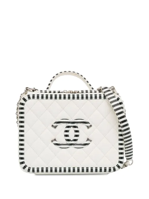 CHANEL Pre-Owned 2019 Medium Caviar CC Filigree Vanity Case satchel