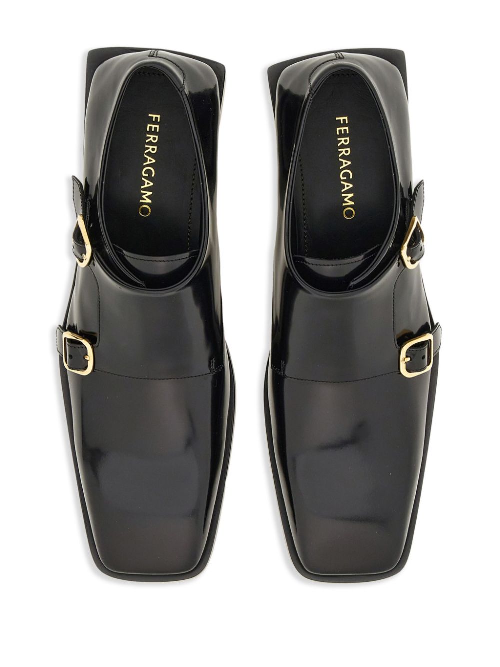 Ferragamo Leren loafers met gesp Zwart