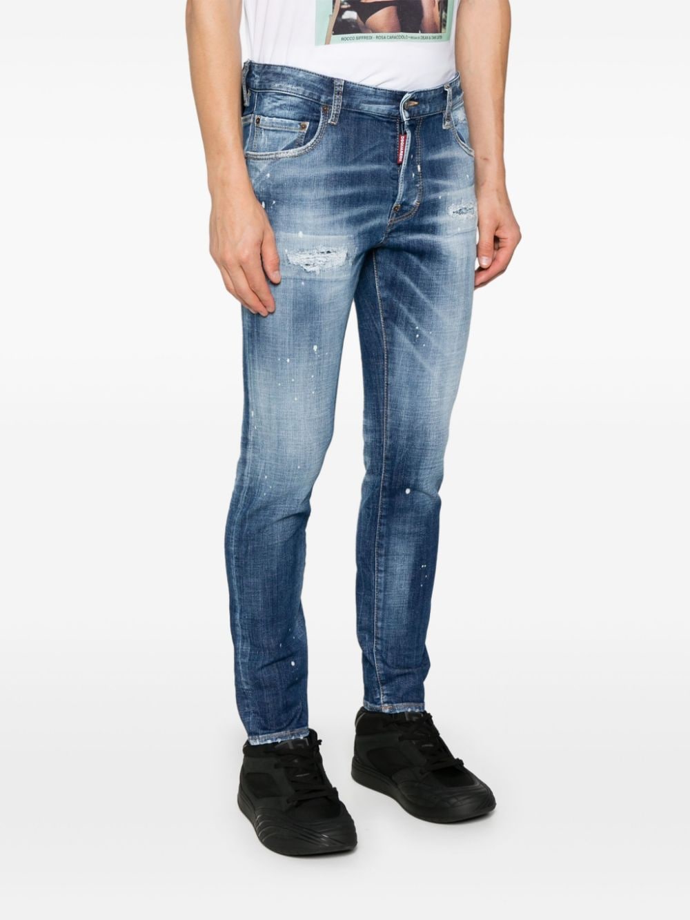 Shop Dsquared2 Skater Distressed Skinny Jeans In 蓝色