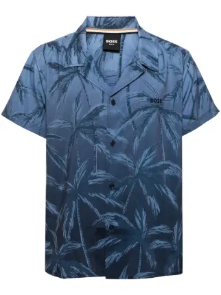 BOSS Men's Tropical Palm Print Short-Sleeve Button-Up Shirt - Regular Fit - View #10