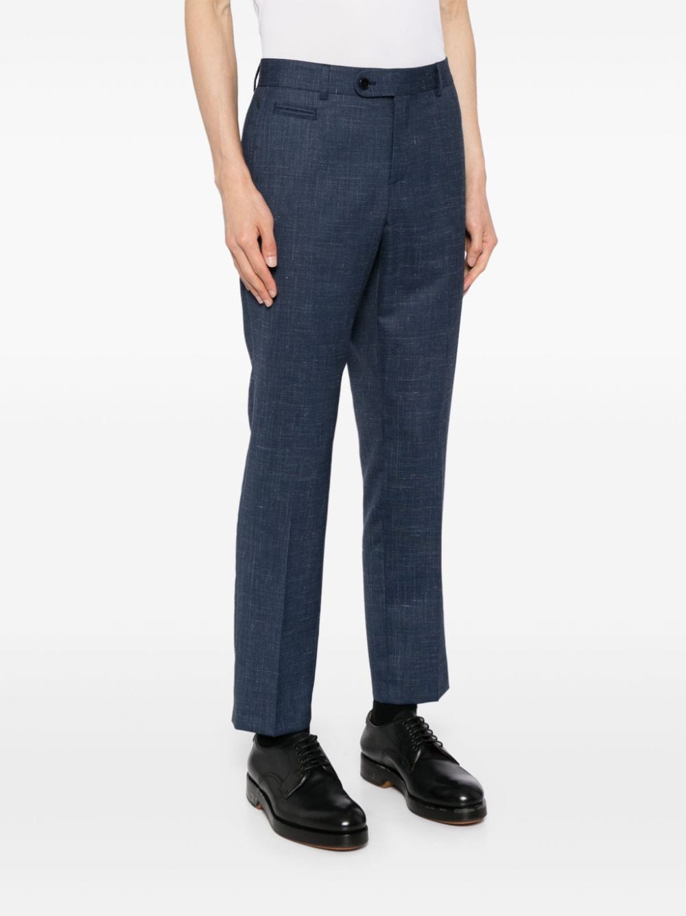 Shop Hugo Boss Slim-fit Tailored Trousers In Blue