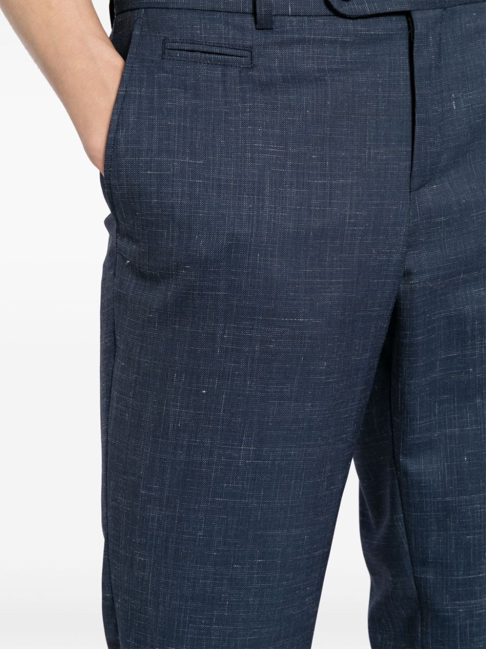 Shop Hugo Boss Slim-fit Tailored Trousers In Blue