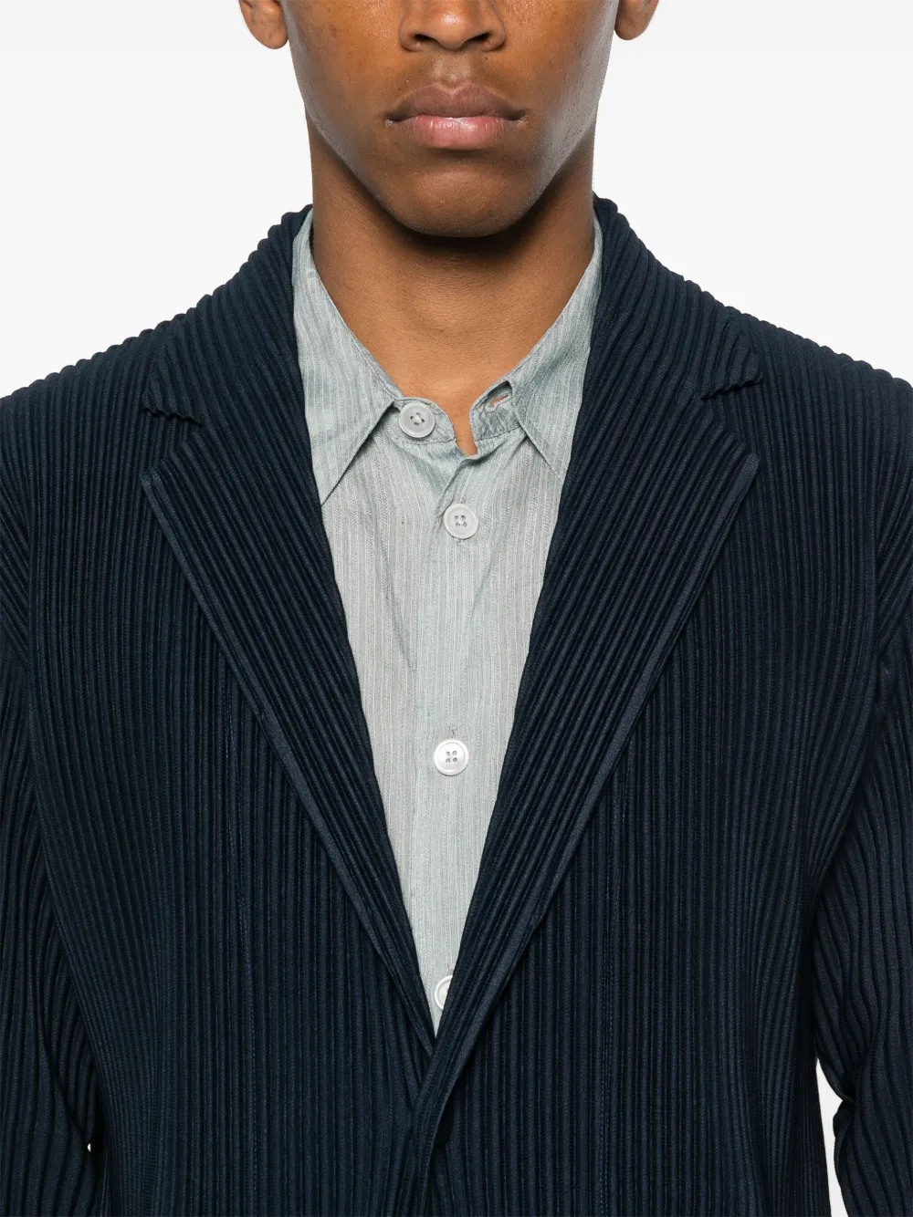 Homme Plissé Issey Miyake Blazer met enkele rij knopen Blauw