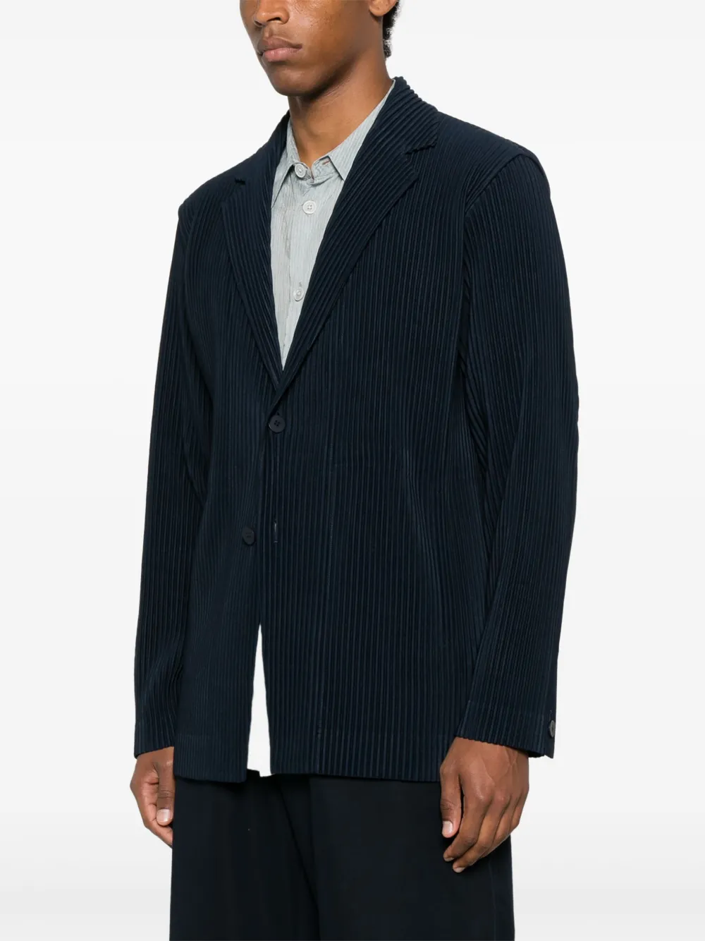 Homme Plissé Issey Miyake Blazer met enkele rij knopen Blauw