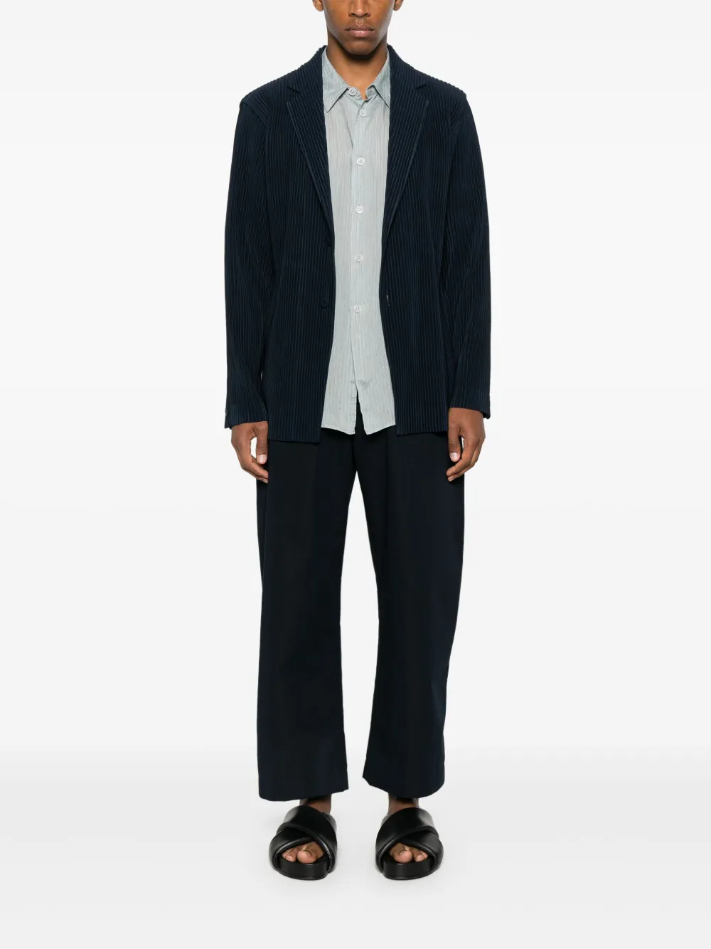 Homme Plissé Issey Miyake Blazer met enkele rij knopen Blauw