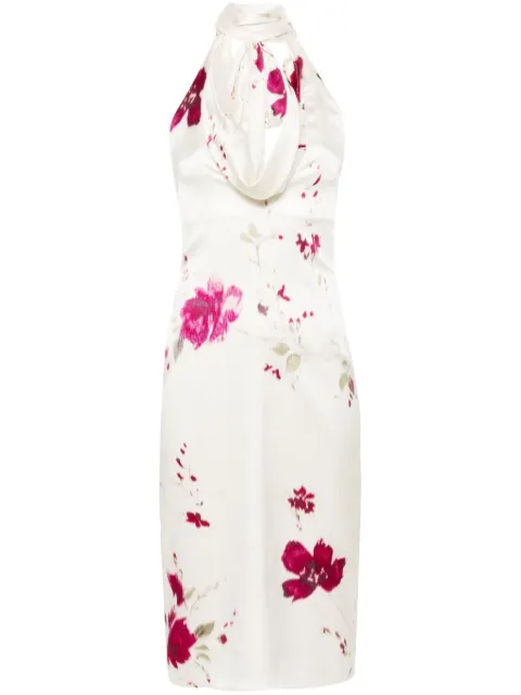 Blumarine vestido midi con estampado floral y cuello halter