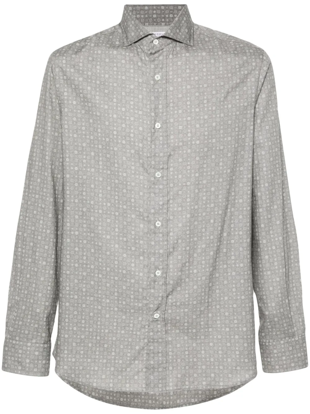 Brunello Cucinelli Overhemd met print Grijs