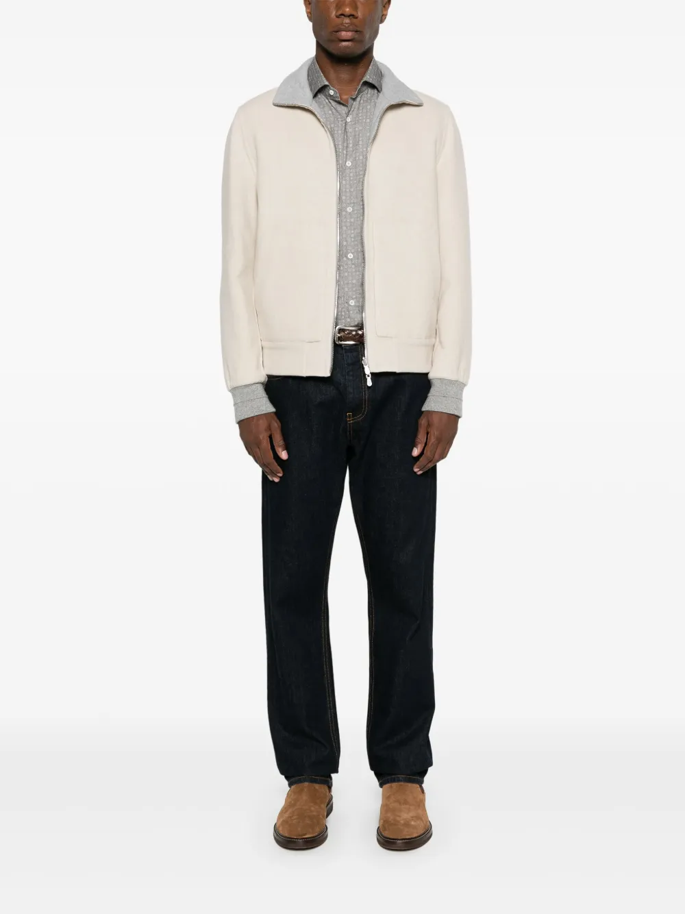 Brunello Cucinelli Katoenen overhemd met grafische print - Grijs