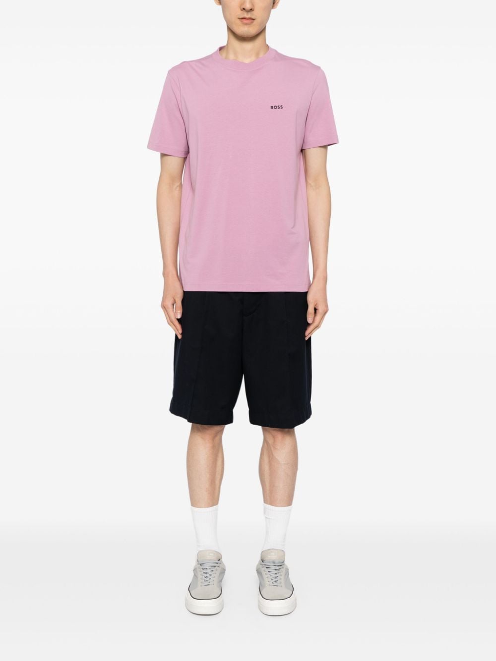 Shop Hugo Boss Logo-embossed T-shirt In Pink