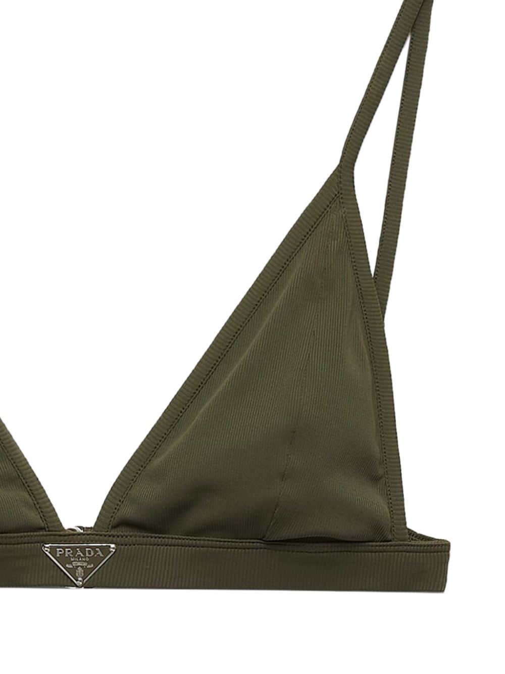 Prada Fijngeribbelde bikinitop met logo Groen