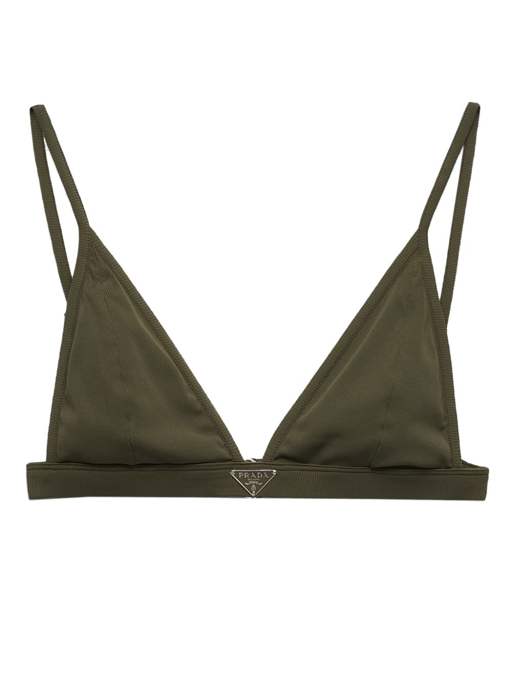 Prada Fijngeribbelde bikinitop met logo Groen