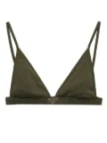Prada logo-triangle fine-ribbed bikini top - Green