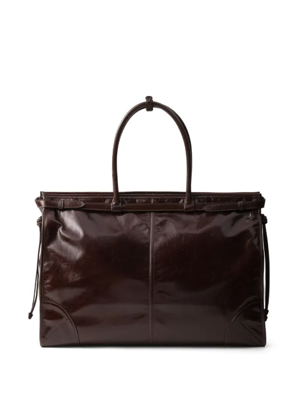 ☆人気☆【PRADA】☆Triangular logo leather tote bag☆ Prada Triangle Logo Leather Tote Bag | Vivrelle