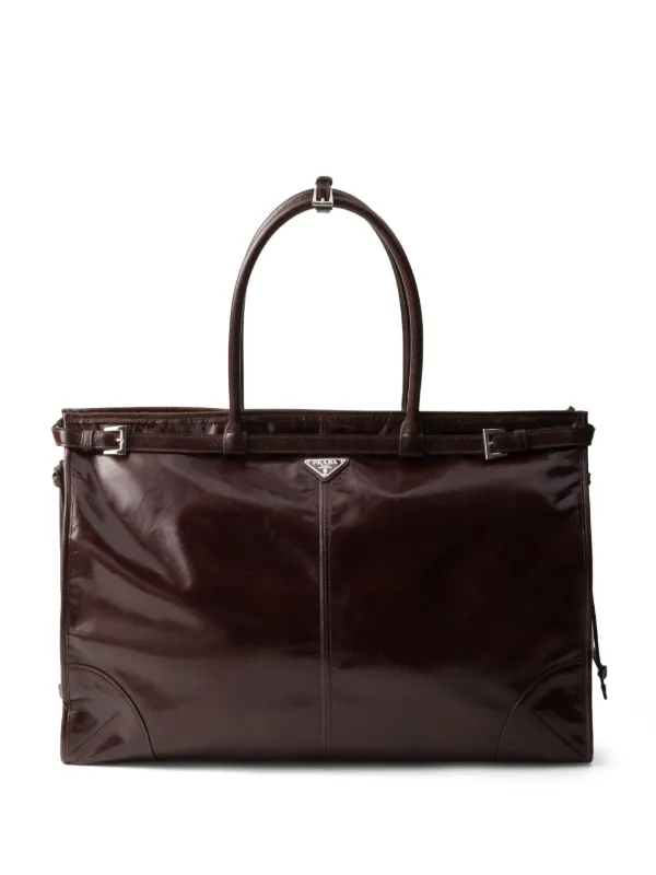 ★関税込★PRADA★Triangular logo leather tote bag★ Prada Triangle Logo Leather Tote Bag | Vivrelle