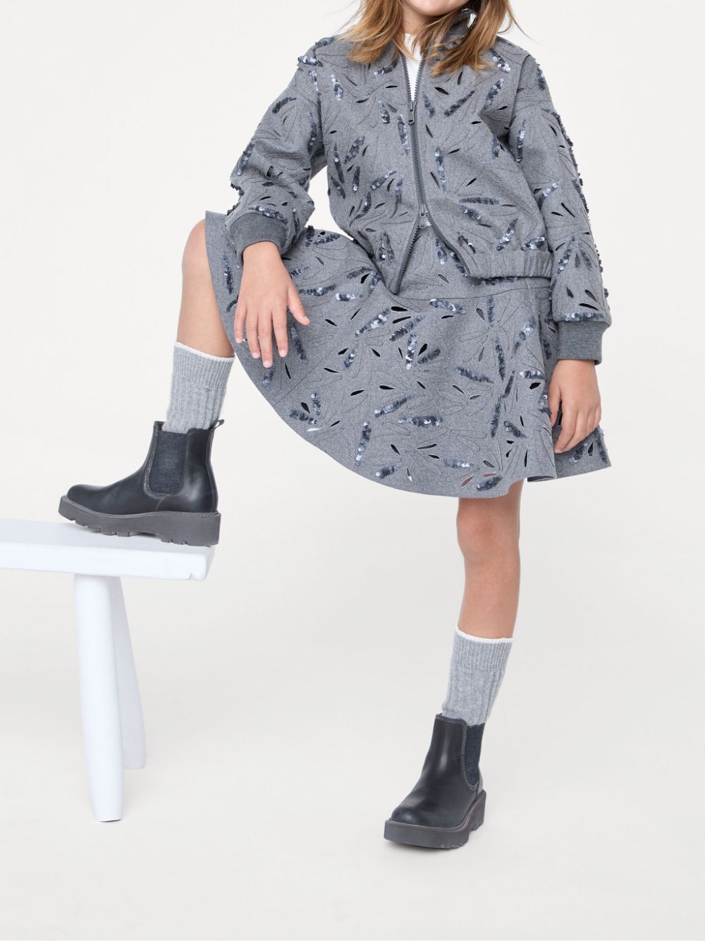 Brunello Cucinelli Kids Mini-rok met pailletten - Grijs