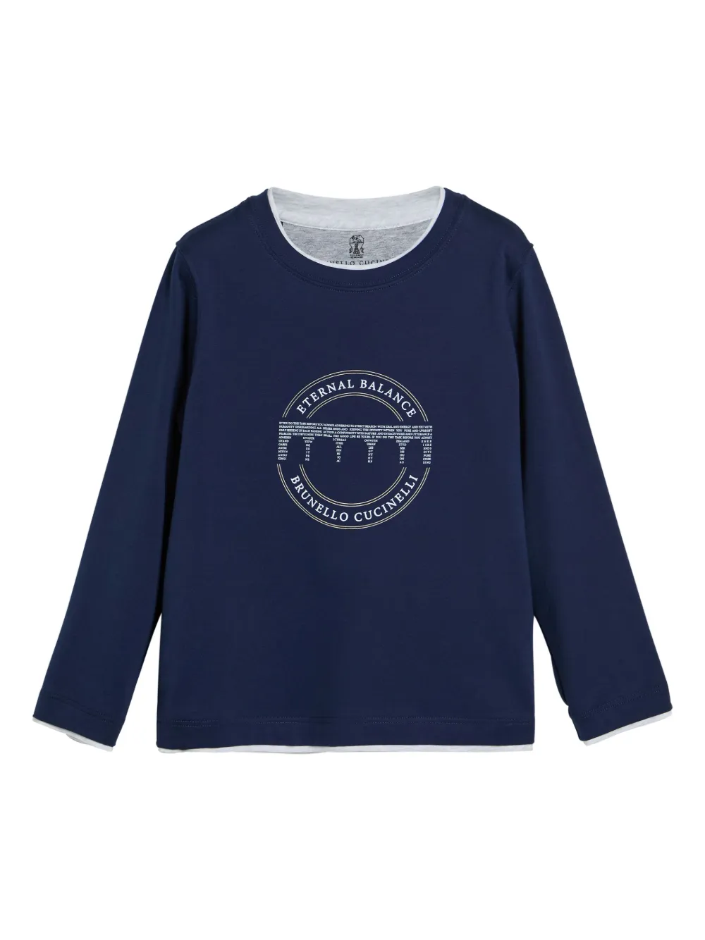 Brunello Cucinelli Kids T-shirt met print en imitatielaag Blauw