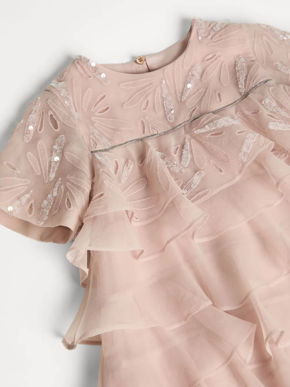 Brunello Cucinelli Kids Zijden jurk met ruches Roze