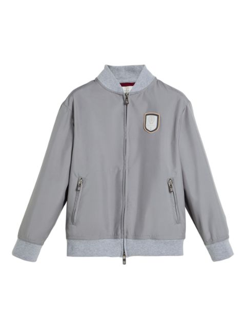 Brunello Cucinelli Kids Tennis-badge zip-front sweatshirt