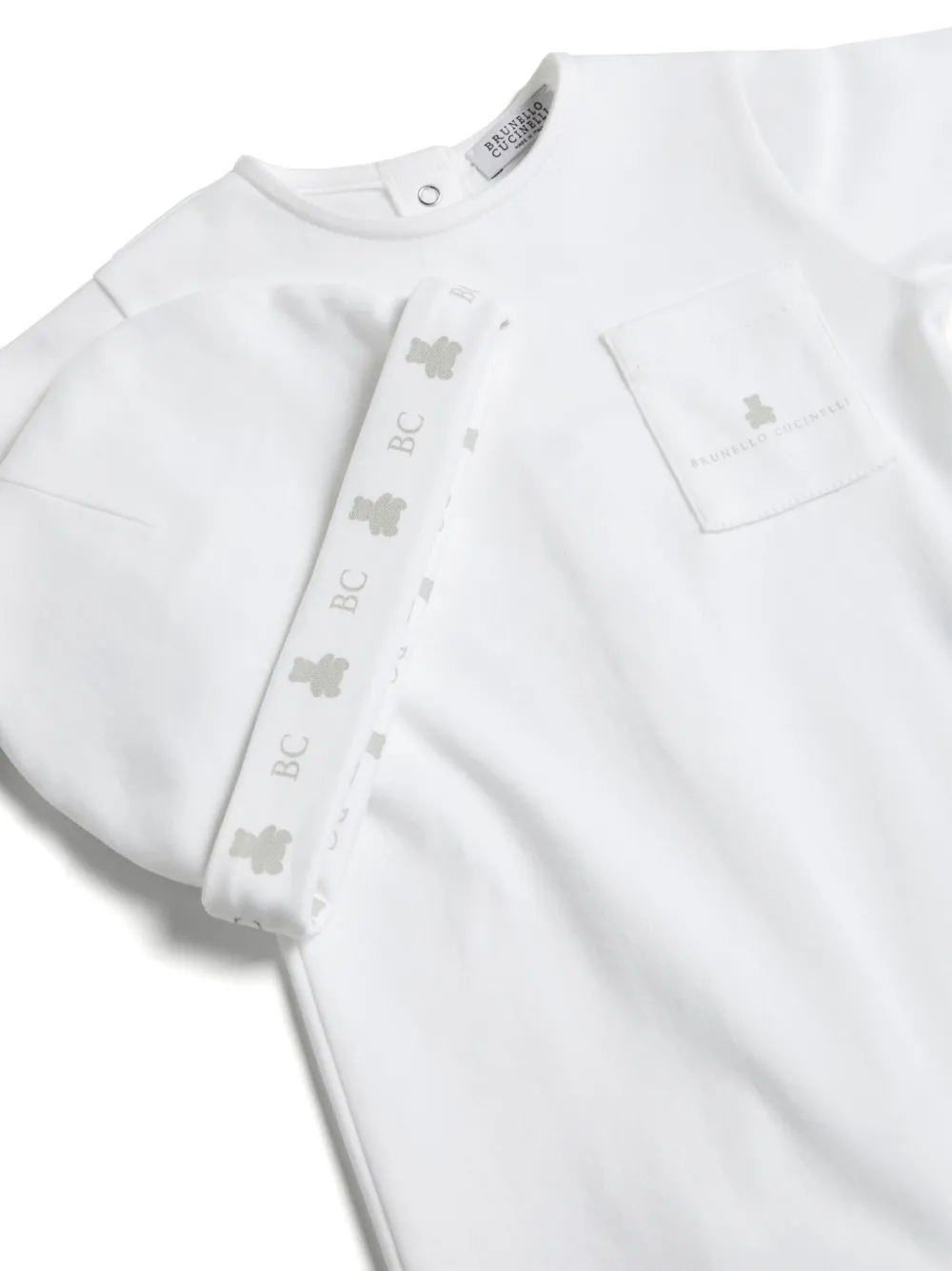 Brunello Cucinelli Kids Romper met logopatroon Wit