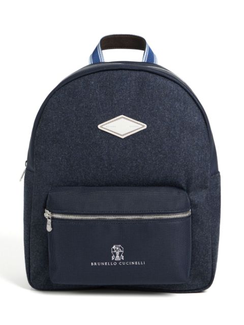 Brunello Cucinelli Kids logo-print virgin wool backpack