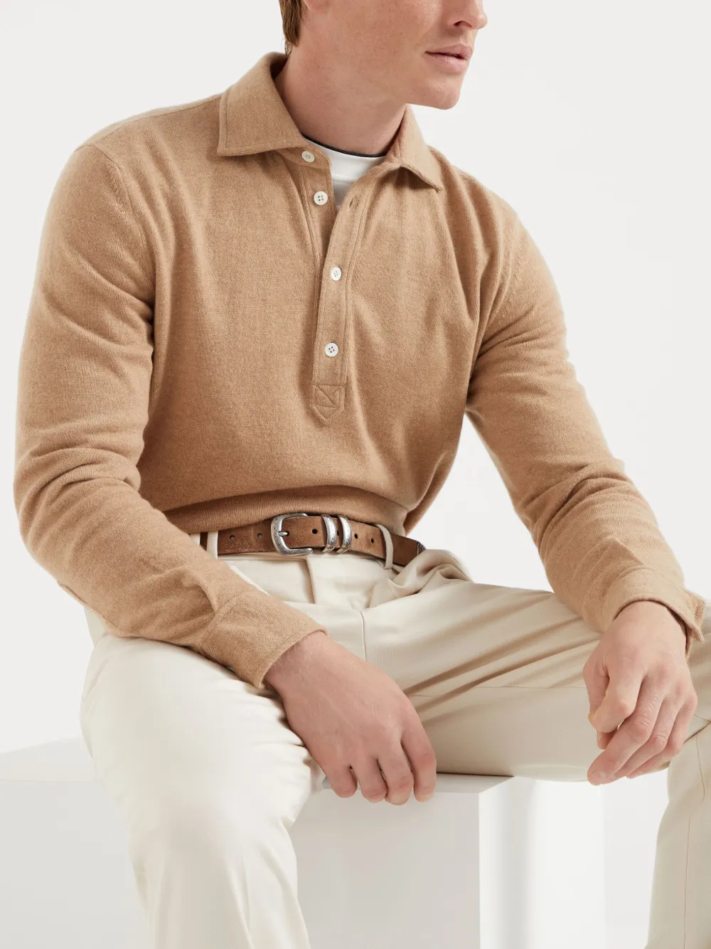 Brunello Cucinelli Kasjmier poloshirt Beige