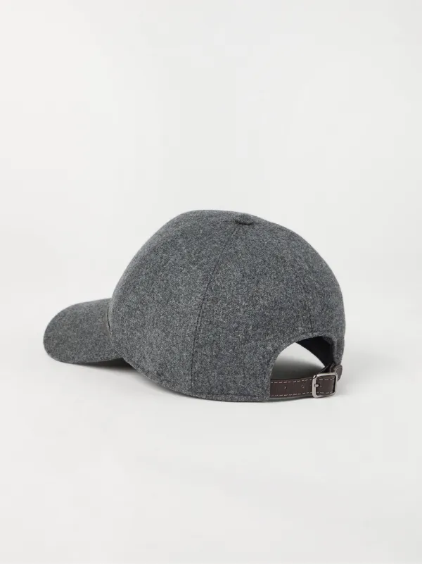 ブルネロ・クチネリ ダークグレー キャップスタイル 帽子 Brunello Cucinelli フランネル キャップ | グレー | FARFETCH JP